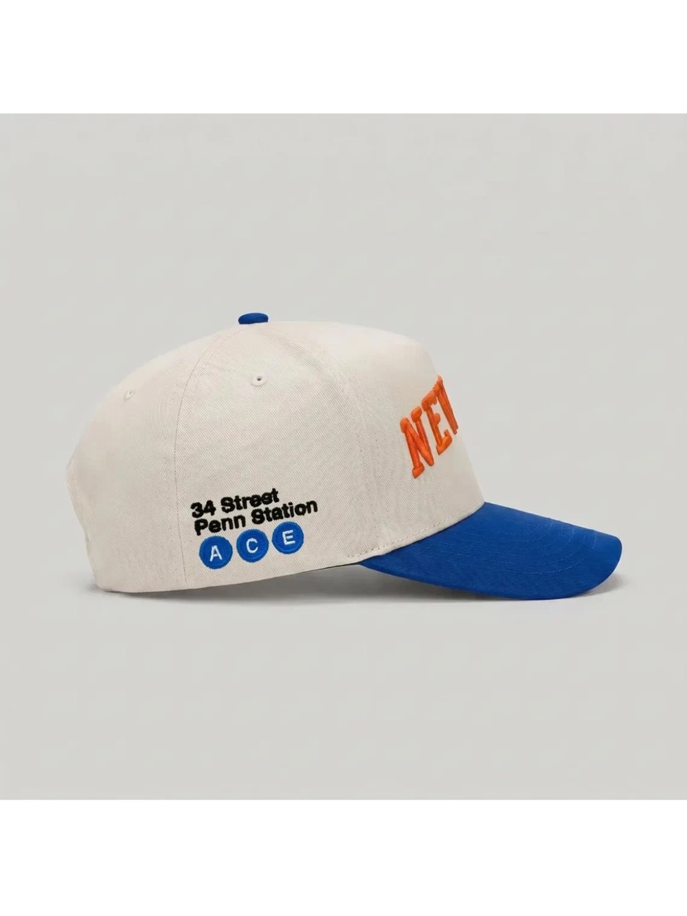 New York Embroidered Baseball Cap - Cream & Blue - Picture 3 of 3